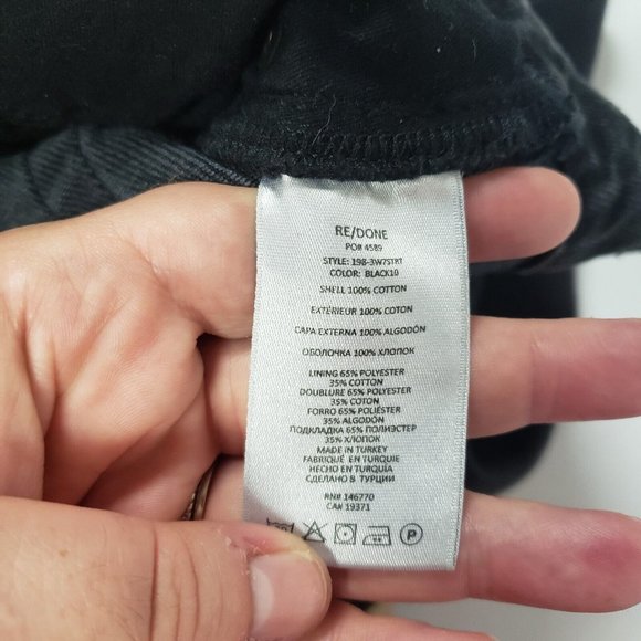 Re/Done Womens 70s Straight Jeans Size 30 High Rise Black 5 Pocket Denim Grunge - Picture 5 of 11